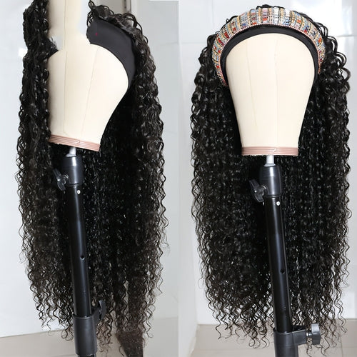 LuxeWave Full Mechanism Hair Band Wig Headgear Real Hair